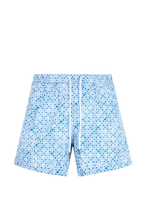 Fedeli geometric-print drawstring swim shorts - White