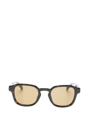 Gucci Eyewear Web-stripe rectangle-frame sunglasses - Brown