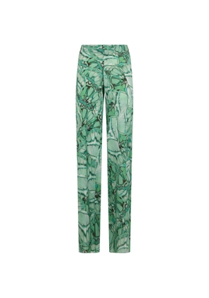 Alberta Ferretti butterfly-print silk palazzo pants - Green