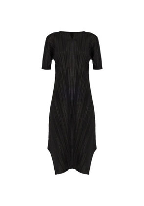 Pleats Please Issey Miyake Mellow Pleats V-neck asymmetric dress - Black