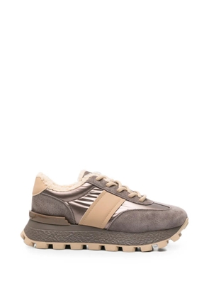 SERGIO MORETTI FIRENZE shearling-lined panelled sneakers - Brown