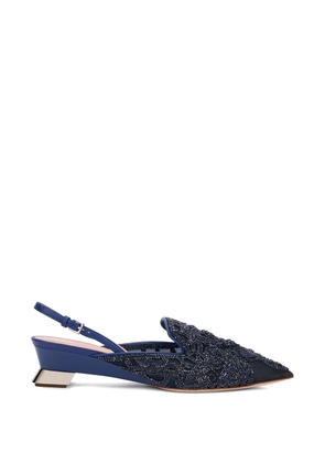 Alberta Ferretti bead-embroidered mesh pumps - Blue