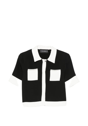 Karl Lagerfeld chain-link-trim contrast-collar polo top - Black