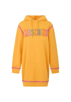 Moschino logo-embroidered hooded mini dress - Orange