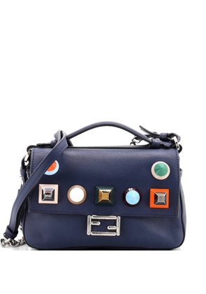 Fendi Pre-Owned Double Baguette Studded Leather Micro shoulder bag - Blue