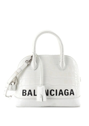 Balenciaga Pre-Owned Logo Ville Bag Crocodile Embossed Leather Small shoulder bag - White