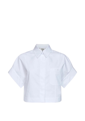 FENDI embroidered-logo cropped shirt - White