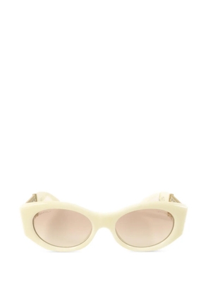 CHANEL Pre-Owned CC chain-link oval sunglasses - Neutrals