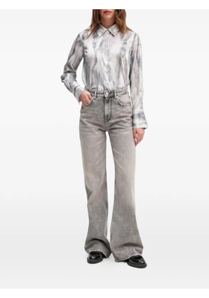 Sisley logo-patch flared jeans - Grey