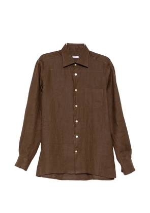 Kiton linen patch-pocket shirt - Brown