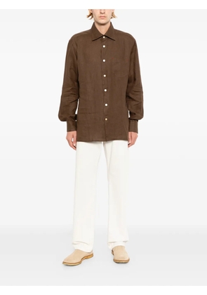 Kiton linen patch-pocket shirt - Brown