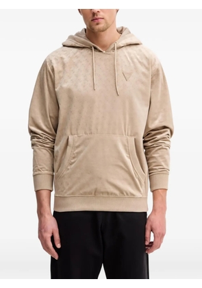 GUESS USA monogram-pattern hoodie - Neutrals