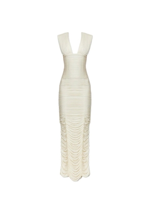 Versace ruched V-neck maxi dress - Neutrals
