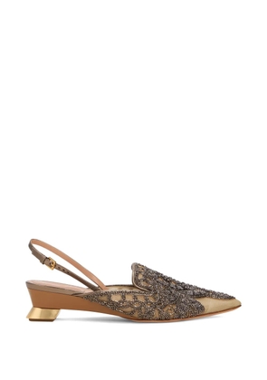 Alberta Ferretti bead-embroidered slingback pumps - Neutrals