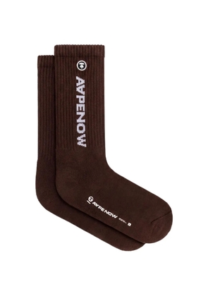 AAPE BY *A BATHING APE® logo-embroidered ribbed socks - Brown