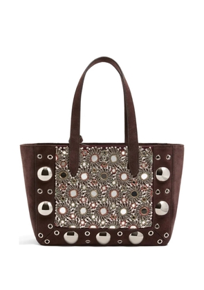Valentino Garavani Nellcôte embroidered medium shopping bag - Brown
