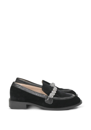 Stuart Weitzman crystal-embellished chain-link loafers - Black