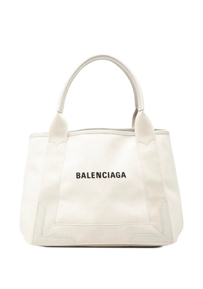 Balenciaga Pre-Owned 2019 Canvas Navy Cabas S tote bag - White