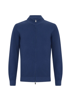 Fedeli high-neck zip-up cardigan - Blue
