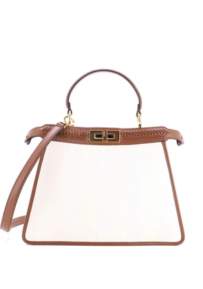 Fendi Pre-Owned Peekaboo ISeeU Bag Pequin Canvas with Whipstitch Leather Medium satchel - Brown