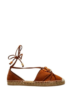 Jimmy Choo Lemi bead-embellished leather ballet flats - Brown