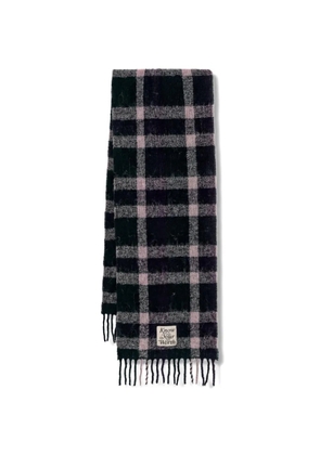 Benetton check fringed scarf - Green