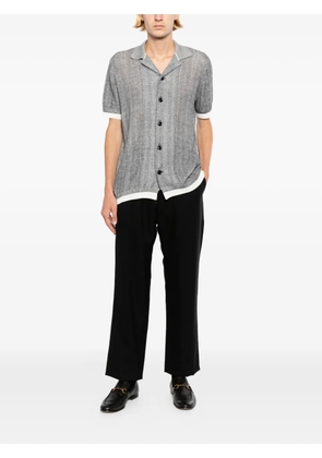 Brioni ribbed-knit contrast-trim polo shirt - Grey