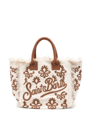 MC2 Saint Barth Vanity Rug embroidered fringed tote bag - Neutrals