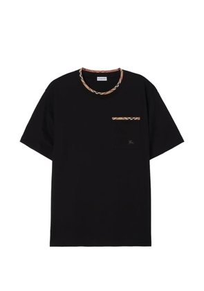 Burberry Check trim cotton T-shirt - Black