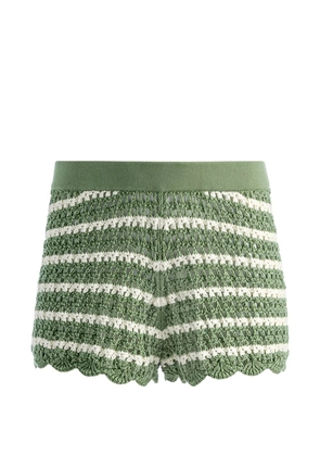 alice + olivia Bobbi crochet-knit striped shorts - Green
