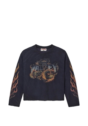 Vale graphic-print waffle-knit sweater - Blue