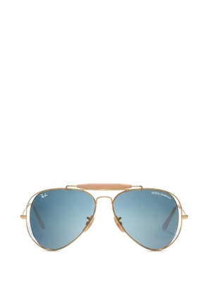 Dolce & Gabbana Eyewear x Ray‑Ban pilot-frame double-bridge sunglasses - Gold