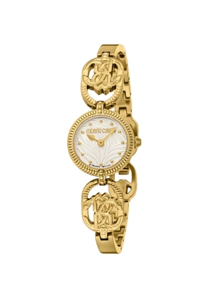 Roberto Cavalli monogram link 22mm watch - White
