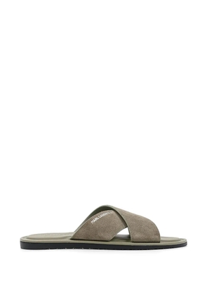 Karl Lagerfeld criss-cross suede slides - Green