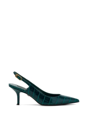 Roberto Cavalli croc-effect pointed-toe slingback pumps - Green