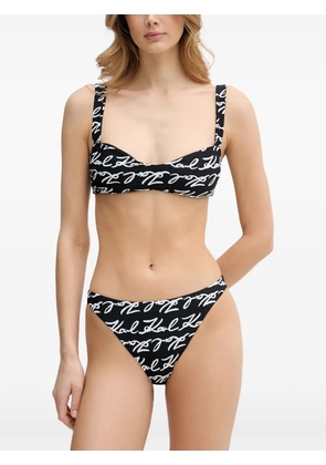 Karl Lagerfeld logo-pattern bikini top - Black