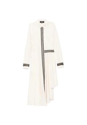 Rochas lace-trim asymmetric shirt midi dress - Neutrals