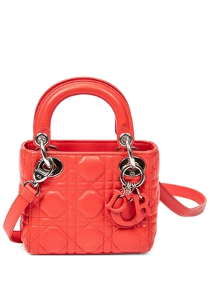 Christian Dior Pre-Owned micro Lady Dior Cannage shoulder bag - Red