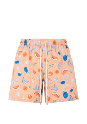Fedeli fruit-print drawstring swim shorts - Orange
