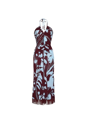Cara Cara Shelter Island floral-print ruched-detailing midi dress - Red