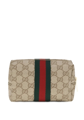 Gucci GG Supreme Web-stripe cosmetic case - Brown