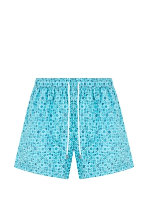 Fedeli geometric-print drawstring swim shorts - Blue