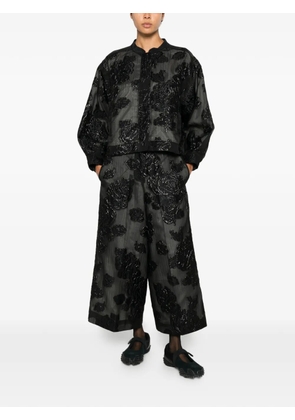 PSOPHIA floral-jacquard wide-leg palazzo pants - Black
