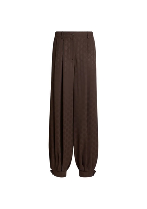 ETRO jacquard-pattern cuffed trousers - Brown