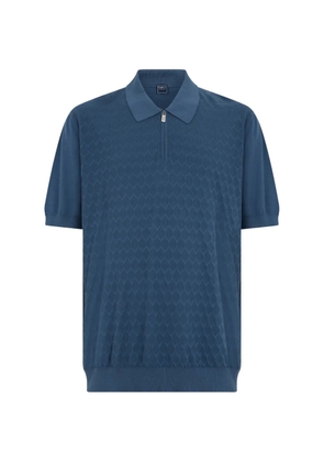 Fedeli geometric-patterned zip-fastening polo shirt - Blue