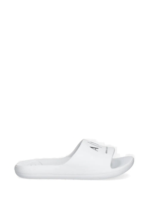 Armani Exchange logo-print open-toe slides - White