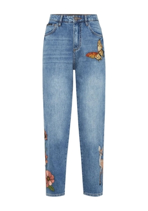 Philipp Plein butterfly-embroidered jeans - Blue