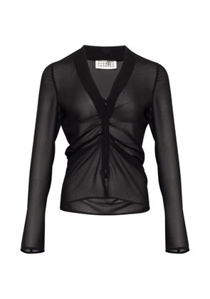 MM6 Maison Margiela gathered chiffon V-neck top - Black