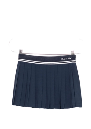 Sporty & Rich Abigail logo-embroidered pleated skirt - Blue