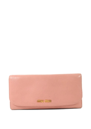 Miu Miu Pre-Owned logo-plaque leather wallet - Pink